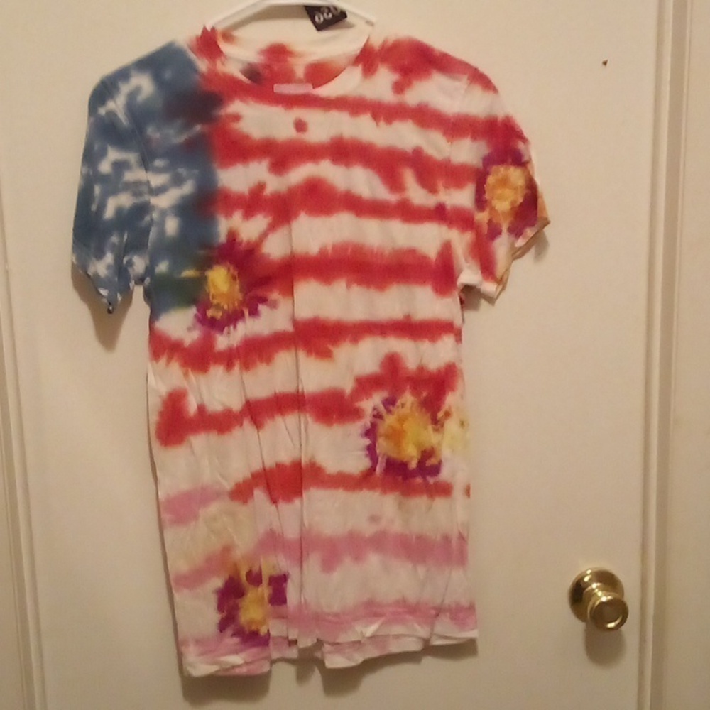 Calvin Klein Tie Dye Flag T-Shirt - Size Small
